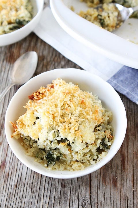 Spinach and Artichoke Quinoa Bake Recipe Spinach and Artichoke Quinoa Bake Recipe on twopeasandtheirpod.com Love this quinoa bake!