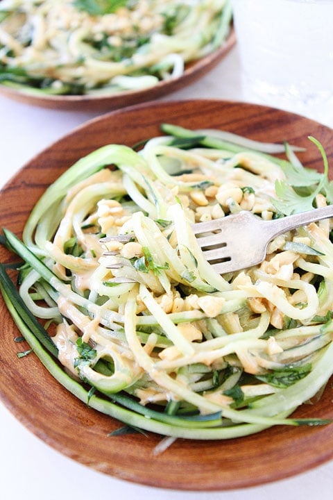 Cucumber Noodles with Peanut Sauce A great gluten-free vegan recipe that is light and refreshing. Perfect for summer!