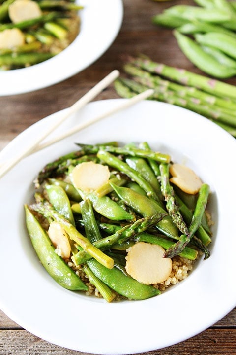 Spring Vegetable Stir Fry with Lemon Ginger Sauce Recipe Spring Vegetable Stir Fry with Lemon Ginger Sauce Recipe on twopeasandtheirpod.com. One of our favorite healthy weeknight meals!