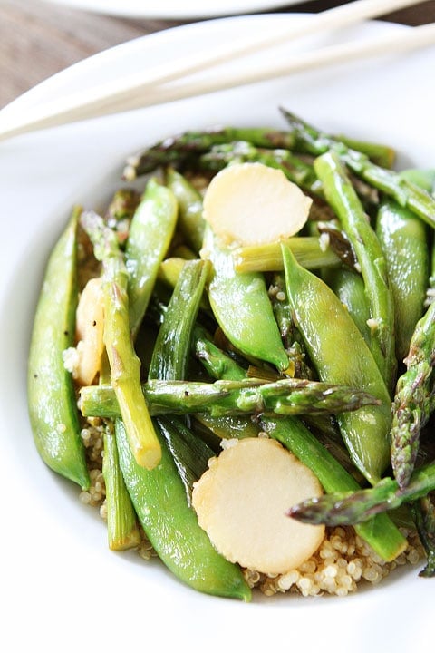 Spring Vegetable Stir Fry with Lemon Ginger Sauce Recipe Spring Vegetable Stir Fry with Lemon Ginger Sauce Recipe on twopeasandtheirpod.com. A quick and easy dinner that is healthy too! #vegetarian #glutenfree #vegan