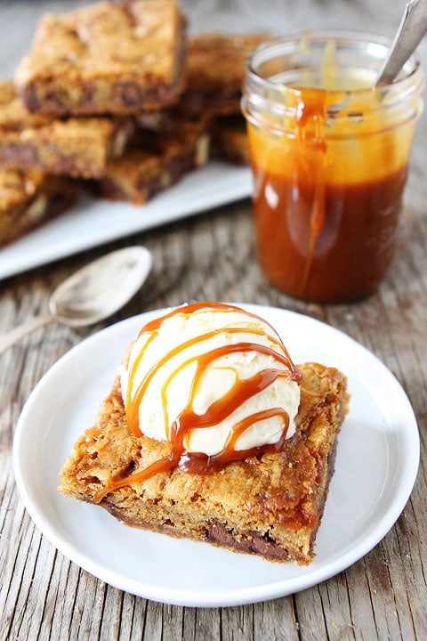 Twix Caramel Cookie Bars Recipe Twix Caramel Cookie Bars Recipe on twopeasandtheirpod.com. Top with ice cream for an extra special dessert!