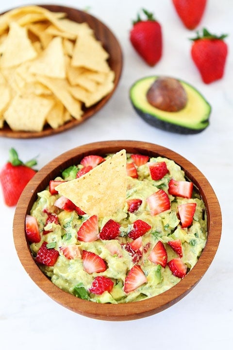 Strawberry Goat Cheese Guacamole Recipe Strawberry Goat Cheese Guacamole Recipe on twopeasandtheirpod.com. Love this guacamole recipe! Great for parties!