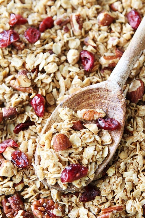Homemade Brown Butter Maple Granola Recipe Brown Butter Maple Granola Recipe on twopeasandtheirpod.com. The BEST homemade granola recipe! #granola #recipe