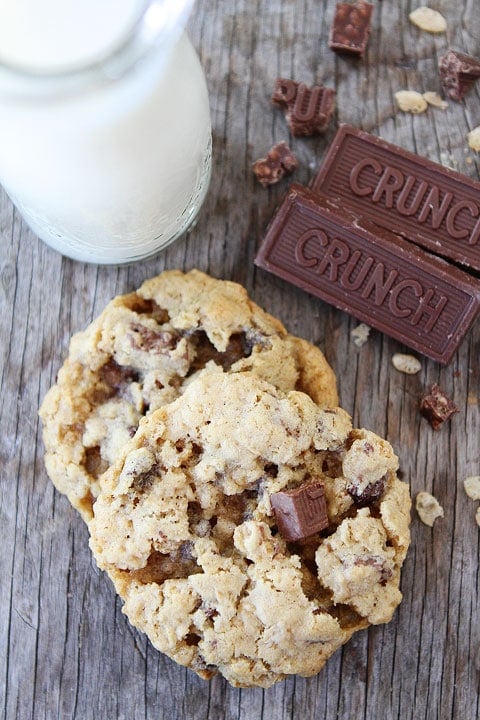 Crispy Chocolate Chip Crunch Oatmeal Cookies Recipe on twopeasandtheirpod.com These cookies are crispy, crunchy, and loaded with chocolate! They are a real treat! Crispy Chocolate Chip Crunch Oatmeal Cookies Recipe on twopeasandtheirpod.com