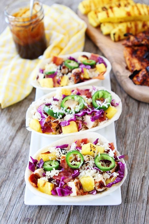 Grilled BBQ Chicken and Pineapple Tacos Recipe Grilled BBQ Chicken and Pineapple Tacos Recipe on twopeasandtheirpod.com. The perfect taco for summer! #grilling #summer