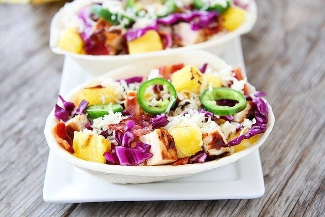 Grilled BBQ Chicken and Pineapple Tacos Recipe Grilled BBQ Chicken and Pineapple Tacos Recipe on twopeasandtheirpod.com