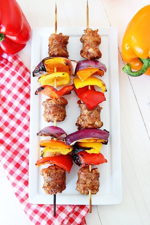 Sausage and Pepper Skewers Recipe on twopeasandtheirpod.com. This quick and easy grilling recipe is perfect for summer! #grilling #summer Sausage and Pepper Skewers Recipe on twopeasandtheirpod.com. This quick and easy grilling recipe is perfect for summer! #grilling #summer