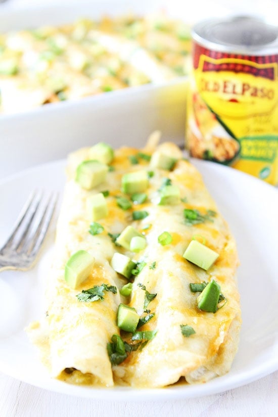 Creamy Spinach and Cheese Green Chile Enchiladas Recipe Creamy Spinach and Cheese Green Chile Enchiladas Recipe on twopeasandtheirpod.com We love these vegetarian enchiladas! They freeze well too!