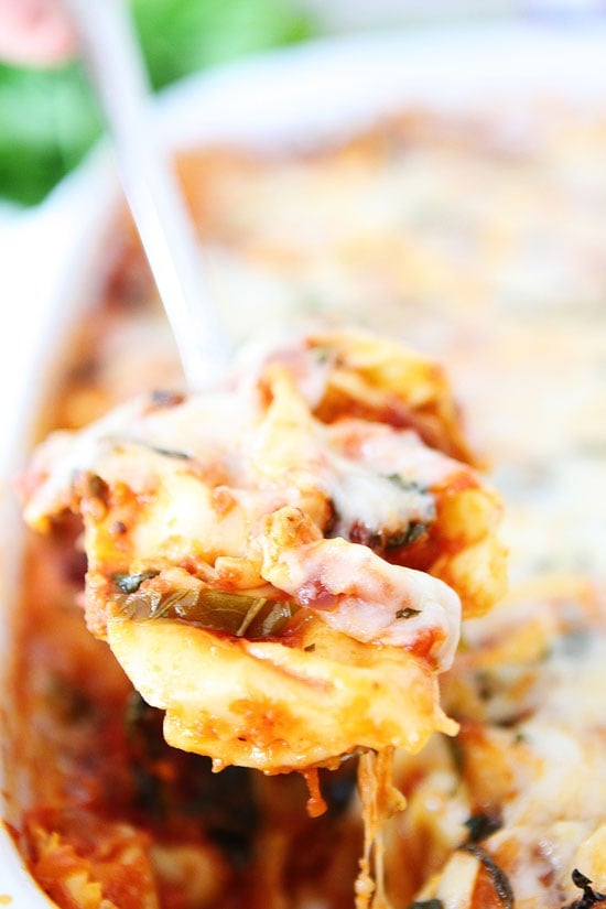 Easy Cheesy Baked Tortellini Recipe on twopeasandtheirpod.com Love this easy and cheesy pasta dish! It freezes well too! #pasta Easy Cheesy Baked Tortellini Recipe on twopeasandtheirpod.com