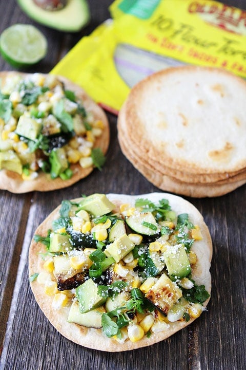 Grilled Zucchini and Corn Tostadas Recipe Grilled Zucchini and Corn Tostadas Recipe on twopeasandtheirpod.com #recipe #vegetarian