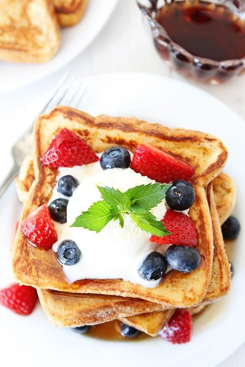 Ice Cream French Toast Recipe Ice Cream French Toast Recipe on twopeasandtheirpod.com Ice cream is the secret ingredient to making the BEST French toast!