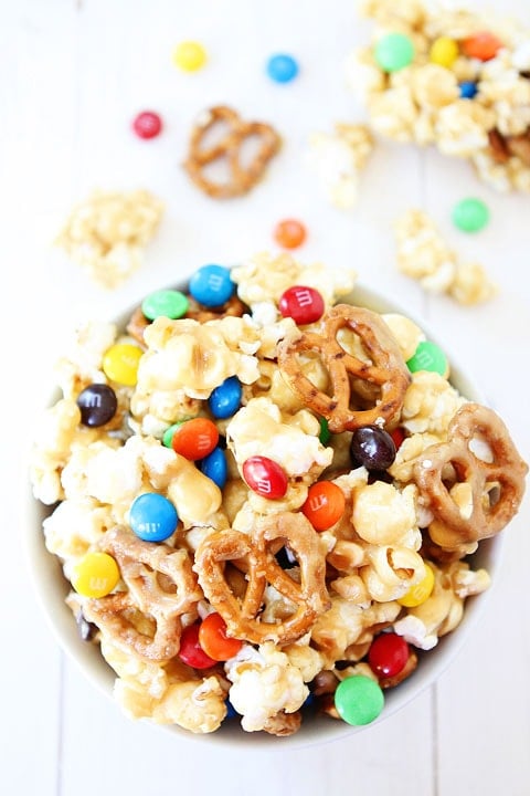 Sweet and Salty Marshmallow Popcorn Recipe on twopeasandtheirpod.com This fun popcorn treat is easy to make and is always a hit! Kids and adults love this recipe! Sweet and Salty Marshmallow Popcorn Recipe on twopeasandtheirpod.com