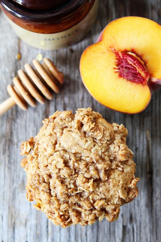 Honey Peach Muffins with Oat Streusel Topping Recipe Honey Peach Muffins with Oat Streusel Topping Recipe on twopeasandtheirpod.com Our family loves these muffins and they are easy to make too!