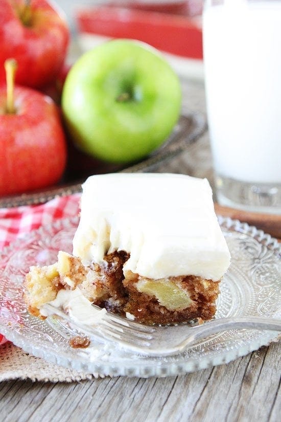 Apple Cake with Cream Cheese Frosting Recipe on twopeasandtheirpod.com Love this easy apple cake! It is the perfect fall dessert! #apple #cake Apple Cake with Cream Cheese Frosting