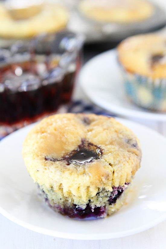 Blueberry Pancake Muffins on twopeasandtheirpod.com These muffins taste just like blueberry pancakes! LOVE the sweet maple glaze! Blueberry Pancake Muffins on twopeasandtheirpod.com