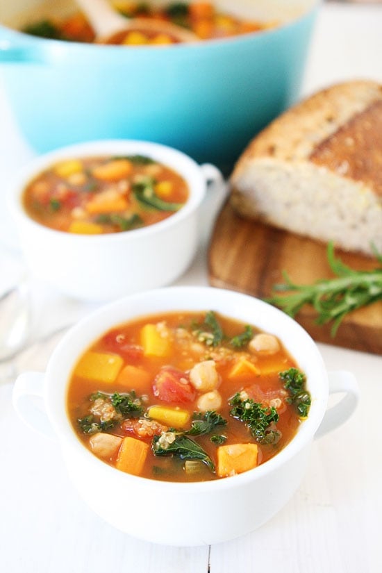 Fall Vegetable Quinoa Soup Recipe on twopeasandtheirpod.com This healthy fall soup is perfect for a chilly day! Fall Vegetable Quinoa Soup Recipe on twopeasandtheirpod.com