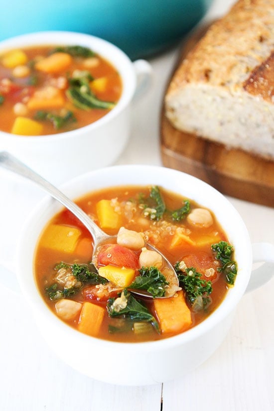 Fall Vegetable Quinoa Soup Recipe on twopeasandtheirpod.com This healthy soup is perfect for a chilly day and it freezes well too! Fall Vegetable Quinoa Soup Recipe on twopeasandtheirpod.com