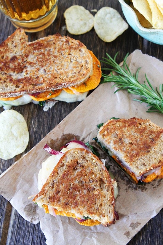 Sweet Potato and Kale Grilled Cheese Recipe on twopeasandtheirpod.com LOVE this vegetarian grilled cheese! Sweet Potato and Kale Grilled Cheese Recipe on twopeasandtheirpod.com