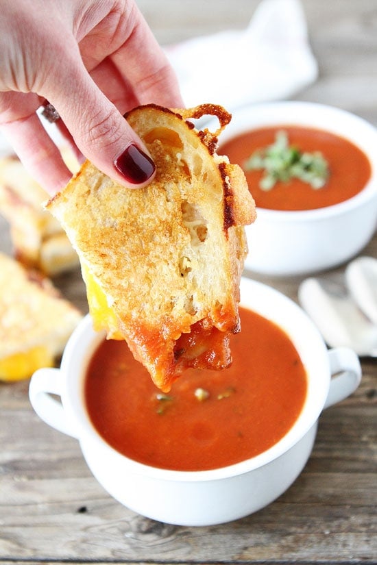 Three Cheese Grilled Cheese Sandwich Recipe on twopeasandtheirpod.com Perfect with a bowl of tomato soup! Three Cheese Grilled Cheese Recipe on twopeasandtheirpod.com