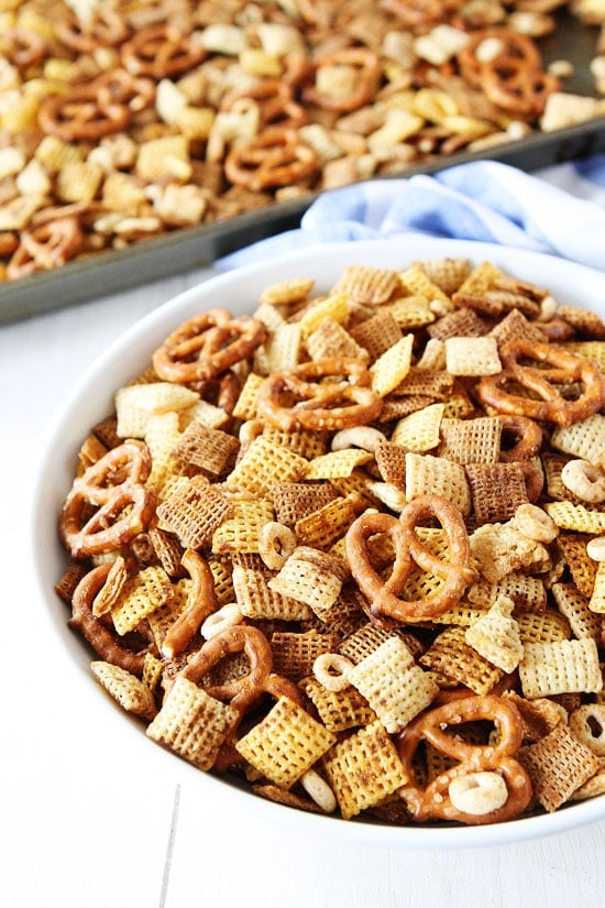Brown Butter Chex Mix Recipe on twopeasandtheirpod.com The perfect party or every day snack! Brown Butter Chex Mix Recipe