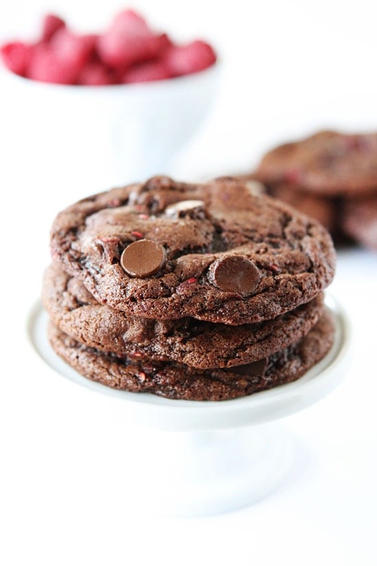 Dark Chocolate Raspberry Cookies Recipe on twopeasandtheirpod.com Rich, chocolaty cookies with a pop of raspberry! These cookies are divine! Dark Chocolate Raspberry Cookies Recipe