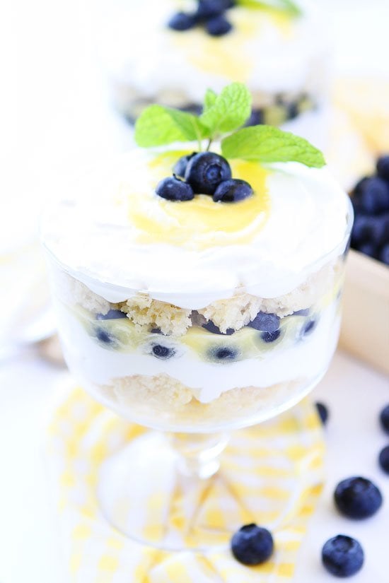 Lemon Blueberry Trifle Recipe on twopeasandtheirpod.com This easy dessert is perfect for spring and summer! Lemon Blueberry Trifle Recipe