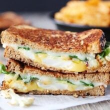 cauliflower grilled cheese served on wax paper