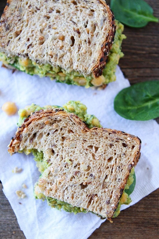 Smashed Chickpea, Avocado, and Pesto Salad Sandwich Recipe on twopeasandtheirpod.com My favorite sandwich! You have to try this one! Smashed Chickpea, Avocado, and Pesto Salad Sandwich Recipe
