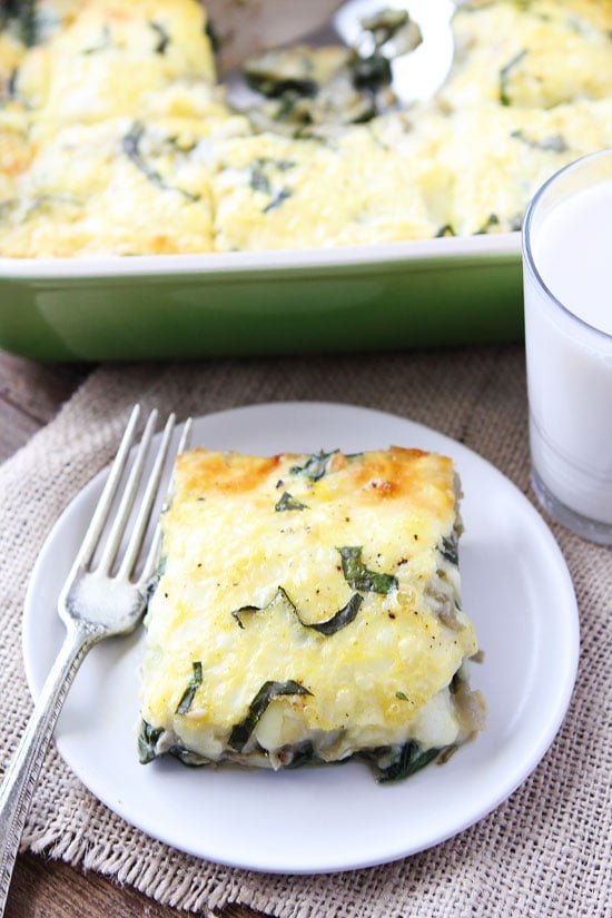 Spinach Artichoke Egg Casserole Recipe on twopeasandtheirpod.com We make this easy egg casserole all of the time. It is great for breakfast, brunch, or dinner! Spinach Artichoke Egg Casserole Recipe