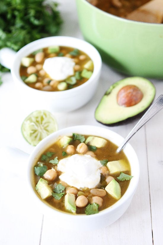 White Chickpea Chili Recipe on twopeasandtheirpod.com The perfect chili for a cold day! White Chickpea Chili Recipe