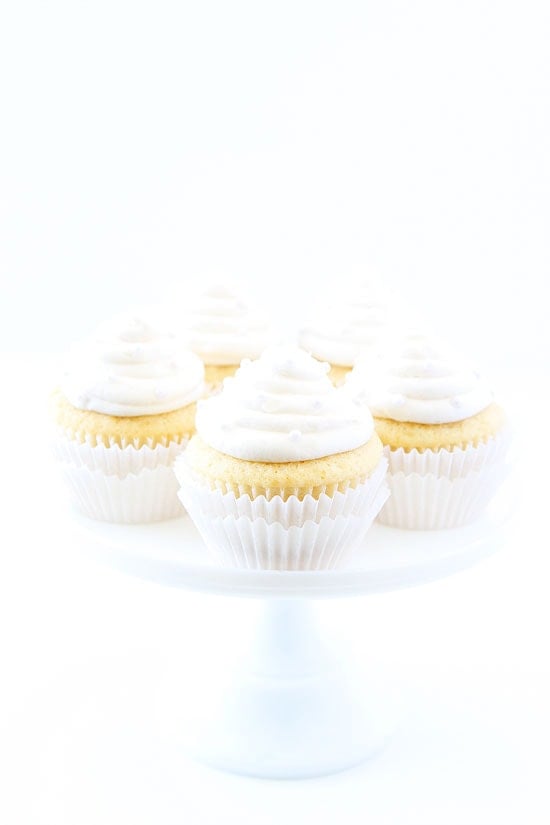 Vanilla Almond Cupcake Recipe on twopeasandtheirpod.com These elegant cupcakes are perfect for weddings, showers, or parties! Vanilla Almond Cupcake Recipe