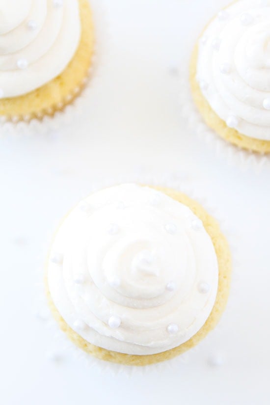 Vanilla Almond Cupcake Recipe on twopeasandtheirpod.com The BEST vanilla cupcake recipe! Vanilla Almond Cupcake Recipe