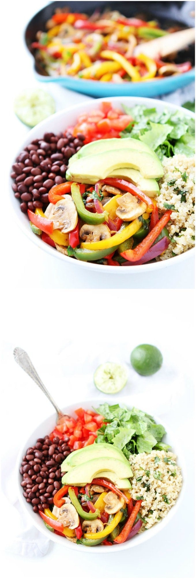 Fajita Quinoa Bowls Recipe on twopeasandtheirpod.com If you like fajitas, you will love these healthy bowls! Fun to make and eat!