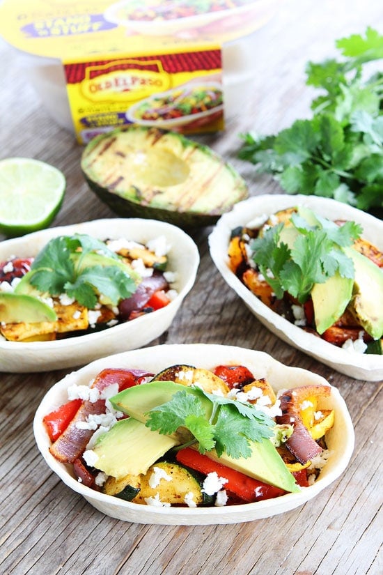 Grilled Avocado and Vegetable Tacos Recipe on twopeasandtheirpod.com Get out your grill and make these healthy and easy vegetarian tacos! They are a summer favorite! Grilled Avocado and Vegetable Tacos