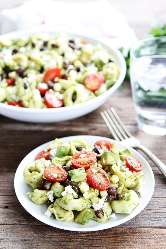 Mexican Tortellini Salad Recipe on twopeasandtheirpod.com This easy pasta salad is great as a main dish or side dish. Make it today! Tortellini Salad Recipe