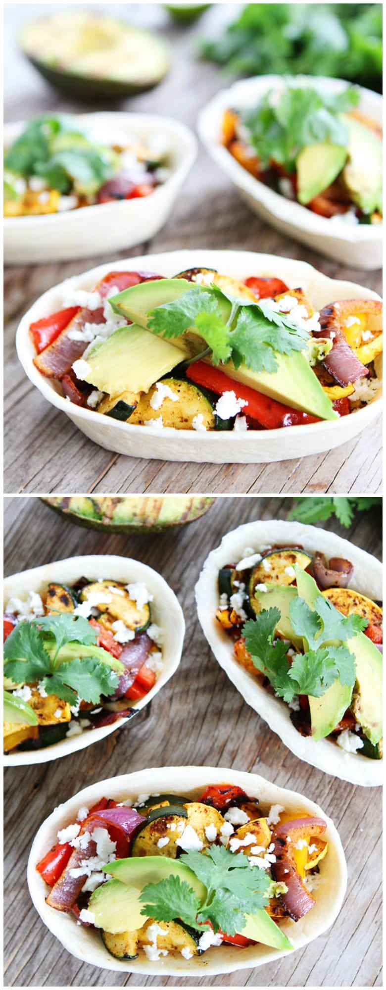 Grilled Avocado and Vegetable Tacos on twopeasandtheirpod.com These tacos are a summer favorite!