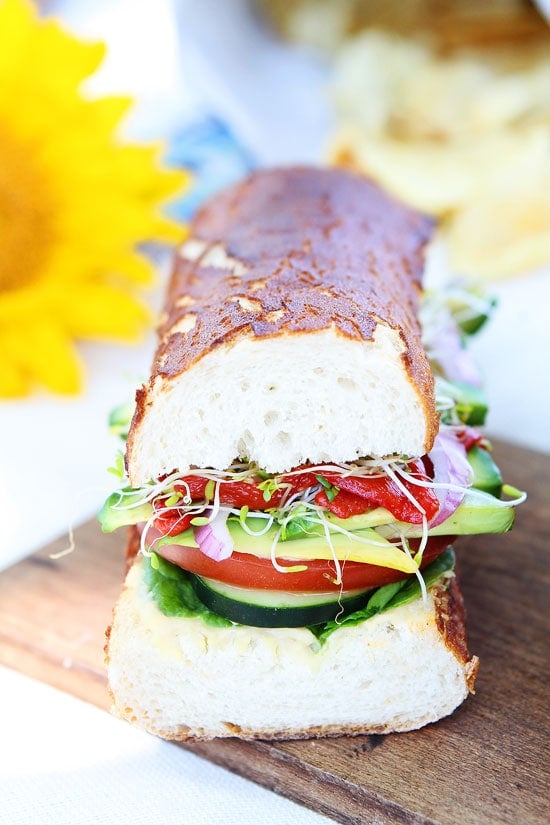 Ultimate Veggie Sandwich Recipe on twopeasandtheirpod.com This is the BEST veggie sandwich! It is easy to make and great for lunch or dinner. Ultimate Veggie Sandwich Recipe