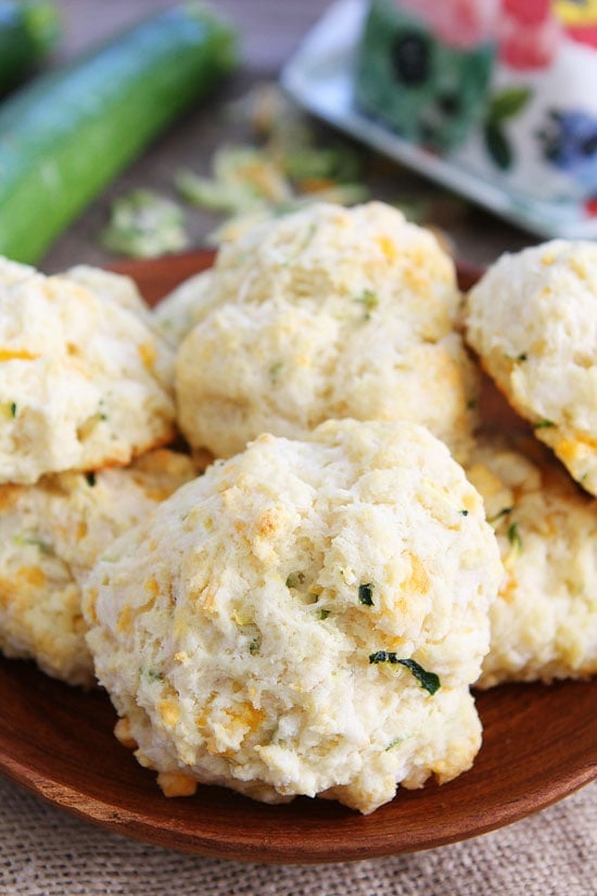 Three Cheese Zucchini Drop Biscuits Recipe on twopeasandtheirpod.com These easy drop biscuits go great with any meal. Three Cheese Zucchini Drop Biscuits Recipe