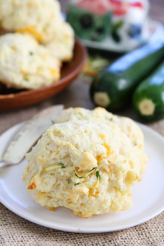 Three Cheese Zucchini Drop Biscuits Recipe on twopeasandtheirpod.com Put your summer zucchini to good use and make these easy drop biscuits! Three Cheese Zucchini Drop Biscuits Recipe