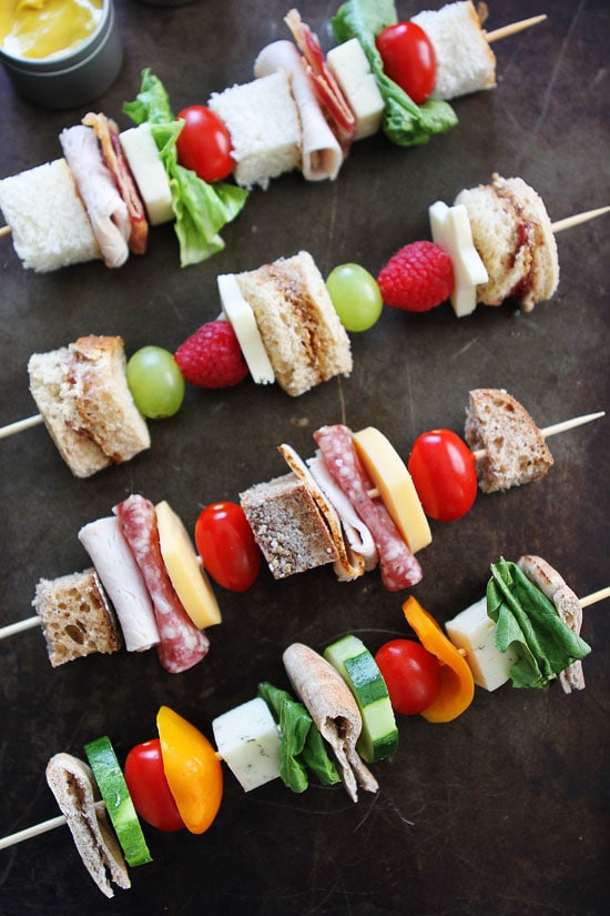 Sandwich on a Stick Recipes on twopeasandtheirpod.com Four ways to eat a sandwich on a stick! Make one or make them all! They are great for school lunches or parties! Sandwich on a Stick Recipes