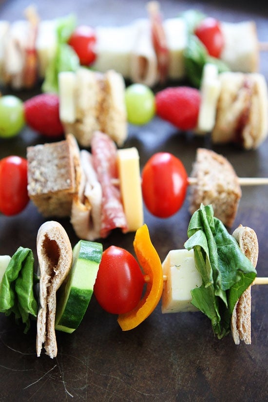 Sandwich on a Stick Recipes on twopeasandtheirpod.com Four ways to eat a sandwich on a stick! Make one or make them all! Sandwich on a Stick Recipes