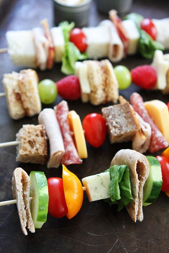 Sandwich on a Stick Recipes on twopeasandtheirpod.com Four ways to eat a sandwich on a stick! Great for school lunches, parties, or snack time! Sandwich on a Stick Recipes