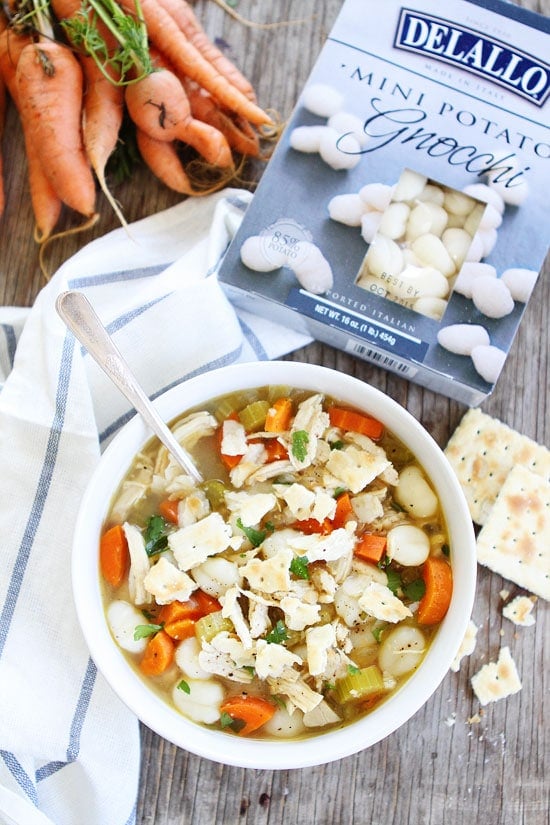Chicken Gnocchi Soup Recipe on twopeasandtheirpod.com If you like chicken noodle soup, you will love this twist on the classic. Chicken Gnocchi Soup Recipe
