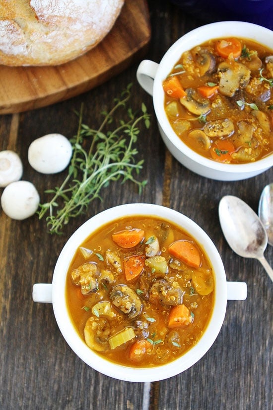 Mushroom Quinoa Soup Recipe on twopeasandtheirpod.com This healthy and hearty soup is perfect for a chilly day! Mushroom Quinoa Soup Recipe