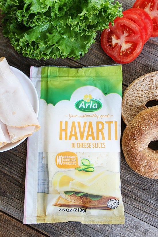 Turkey Havarti Bagel Sandwich Recipe on twopeasandtheirpod.com Turkey Havarti Bagel Sandwich Recipe