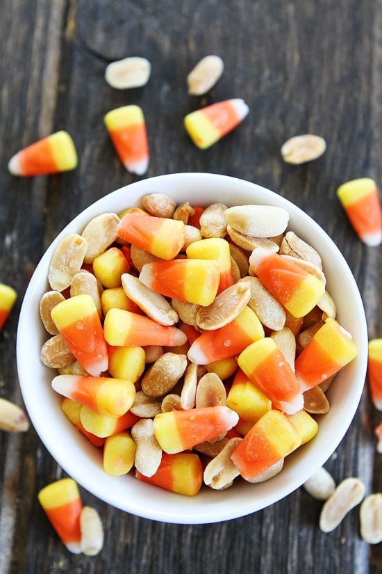 Peanut Butter Candy Corn Blondies Recipe on twopeasandtheirpod.com The peanut and candy corn combination is SO good! You have to try these blondies! Peanut Butter Candy Corn Blondies Recipe