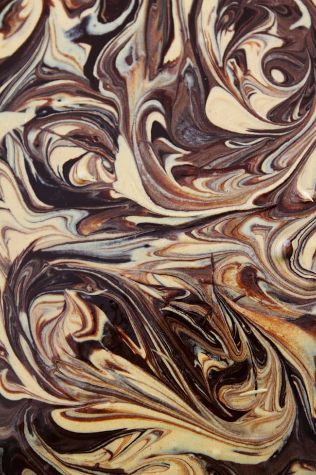 Peanut Butter Chocolate Swirl Bark Recipe on twopeasandtheirpod.com You only need 3 ingredients to make this delicious bark! Peanut Butter Chocolate Swirl Bark Recipe