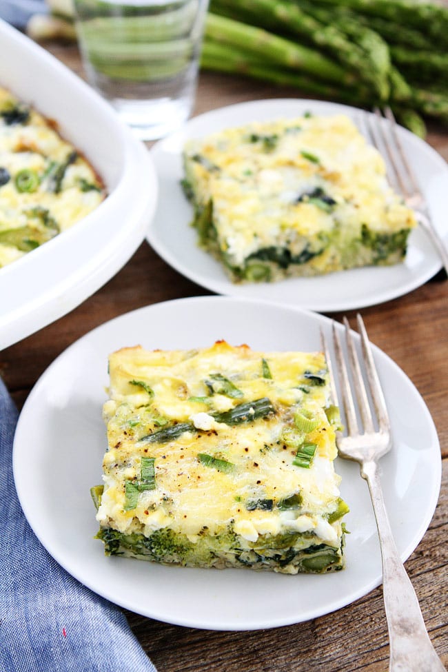 Spring Vegetable Egg Casserole Recipe on twopeasandtheirpod.com This easy egg casserole is easy to make and feeds a crowd. It makes a great spring breakfast! Spring Vegetable Egg Casserole Recipe