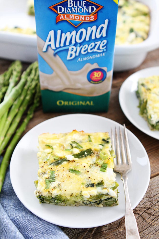 Spring Vegetable Egg Casserole Recipe on twopeasandtheirpod.com This easy egg casserole is filled with spring vegetables and cheese. It makes a great healthy breakfast! Spring Vegetable Egg Casserole Recipe