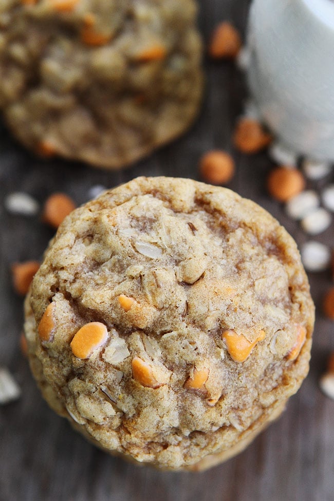 Brown Butter Butterscotch Oatmeal Cookies Recipe on twopeasandtheirpod.com The brown butter and butterscotch chips make these soft and chewy oatmeal cookies extra special! Brown Butter Butterscotch Oatmeal Cookies Recipe